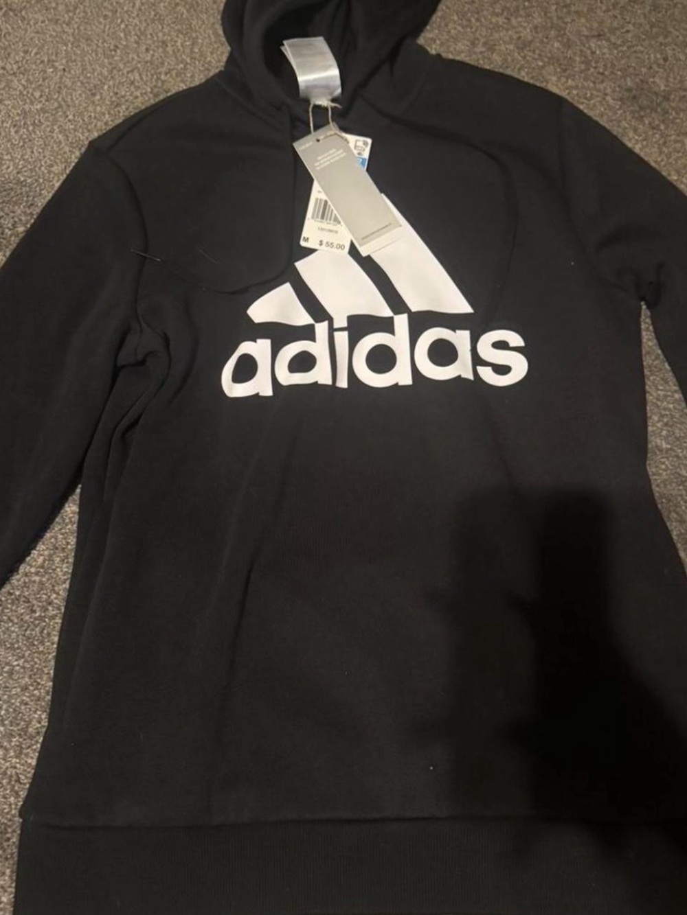adidas Black Crewneck Hoodie with White Trefoil Logo